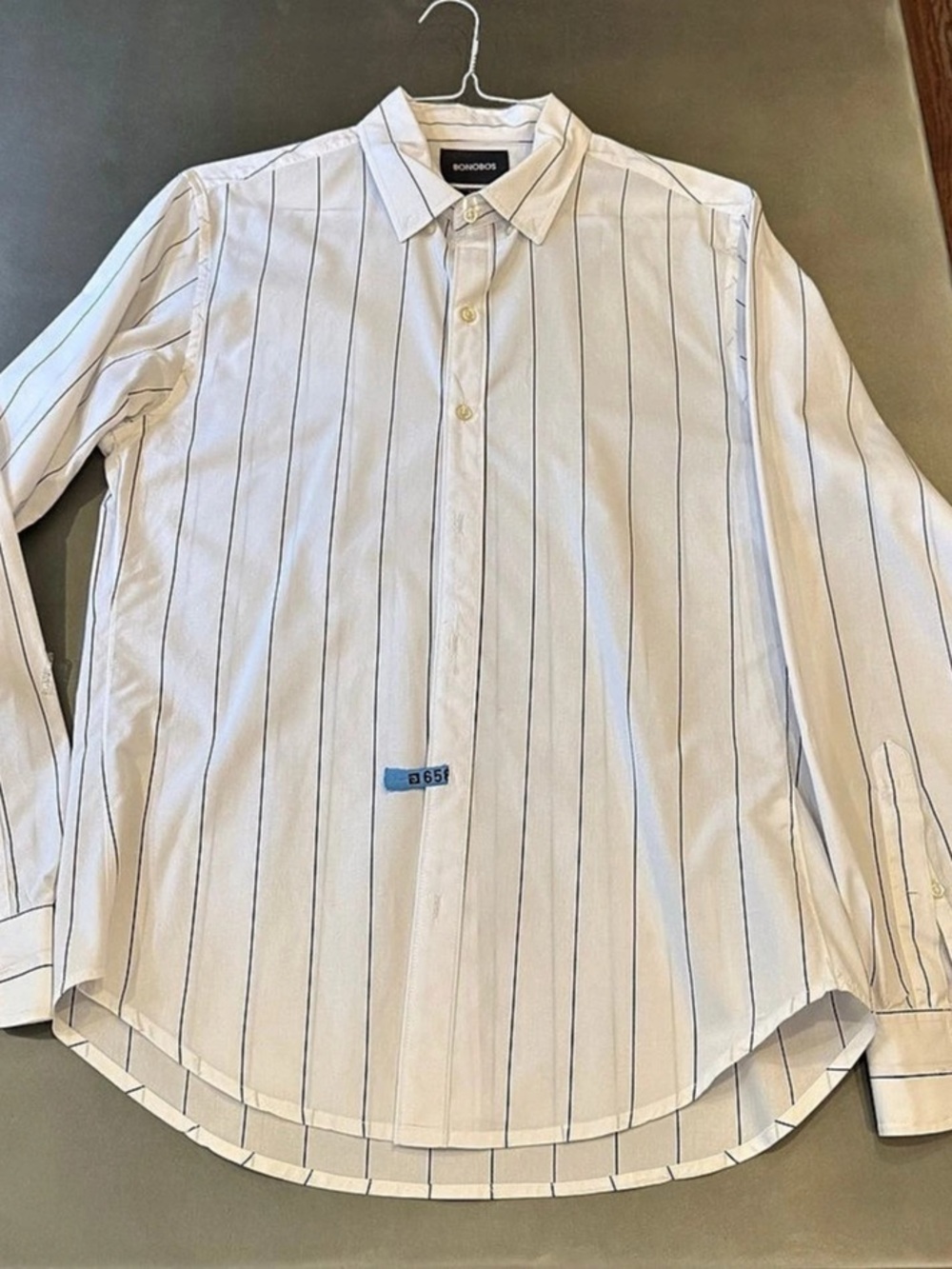 Bonobos Slim Fit Men's Striped Button Down White & Blue Medium Like New
